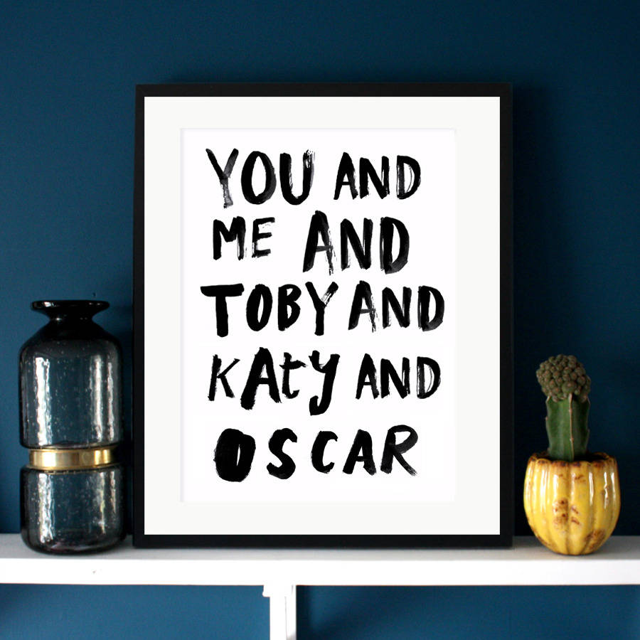 'You And Me And…' Family Typographic Print, 1 of 2
