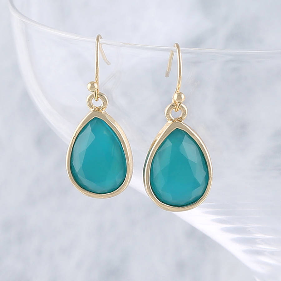 Gold Turquoise Teardrop Earrings By Baronessa Notonthehighstreet Com