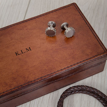 Personalised Leather Cufflink Box Two Colours, 9 of 11
