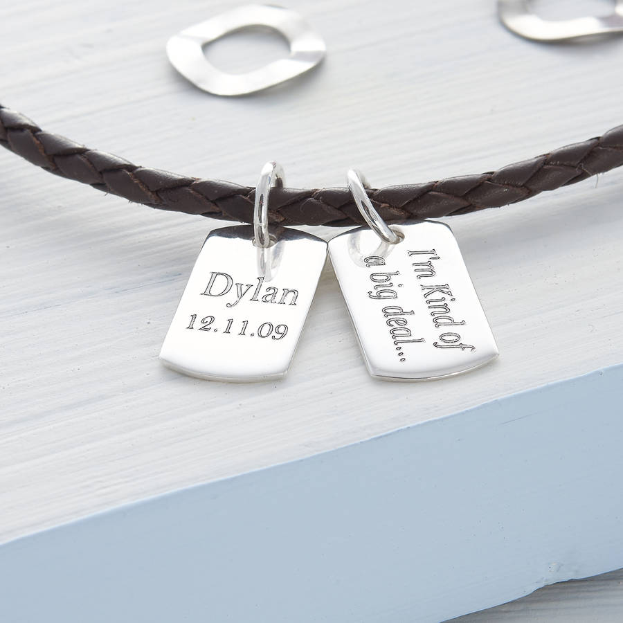 Personalised Silver And Leather Double Tag Necklace, 1 of 10