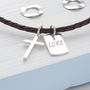 Personalised Silver Cross And Mini Tag Leather Necklace, thumbnail 2 of 6