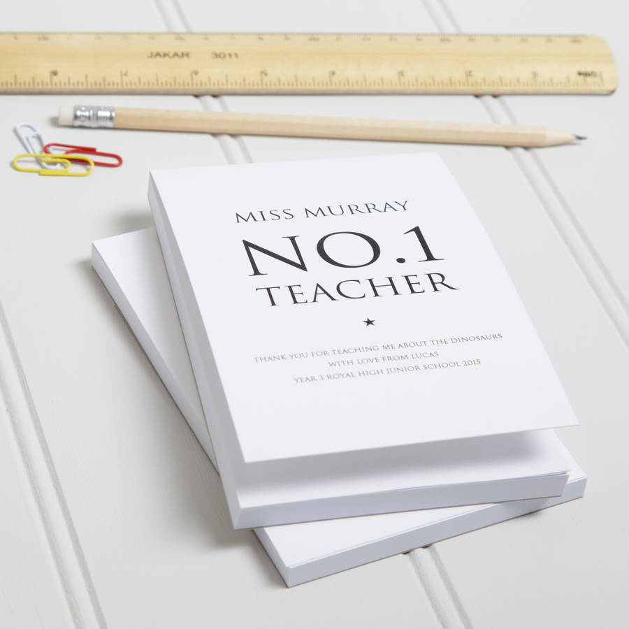personalised number one teacher notepad by twentyseven