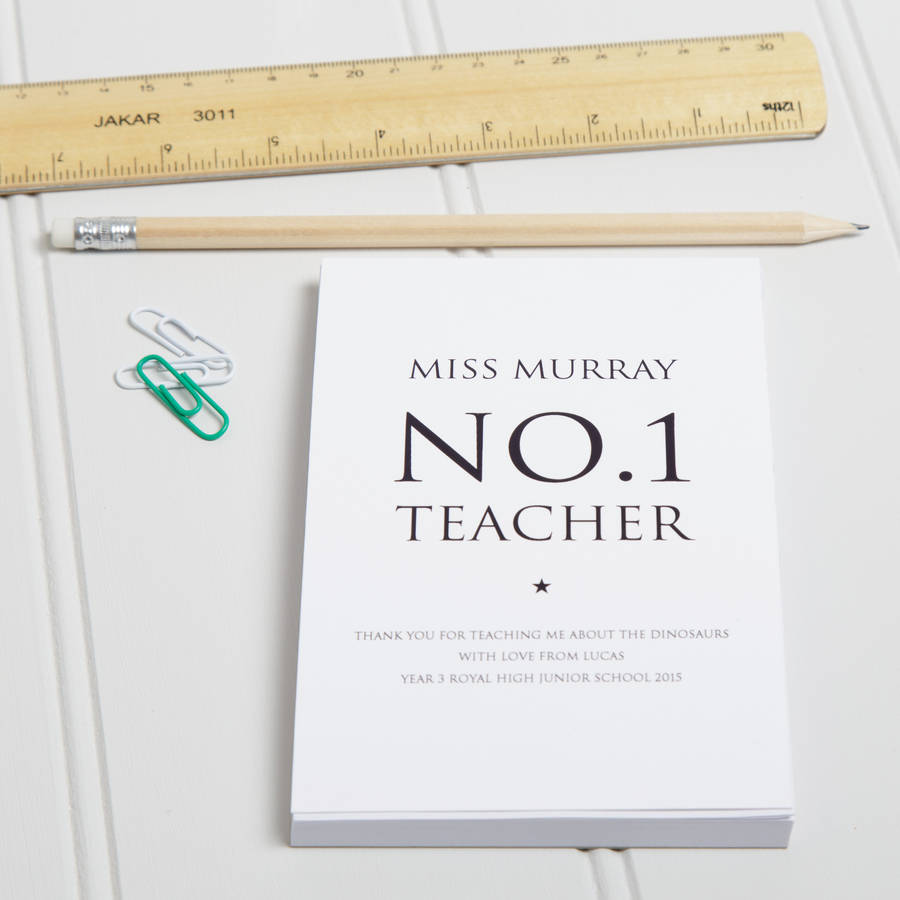 personalised number one teacher notepad by twentyseven