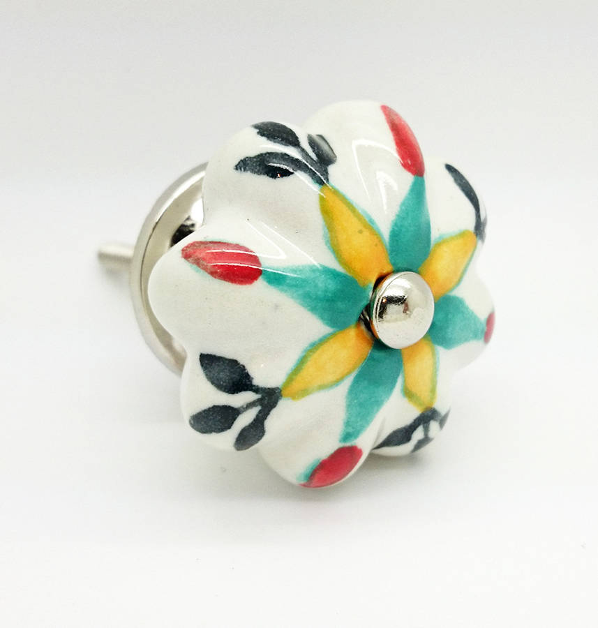 multi coloured flower cupboard handle door pull knob by g decor