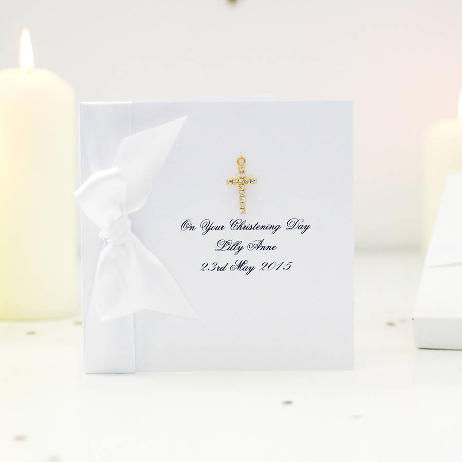 Gold Plated Cross Personalised Boxed Christening Card, 1 of 6