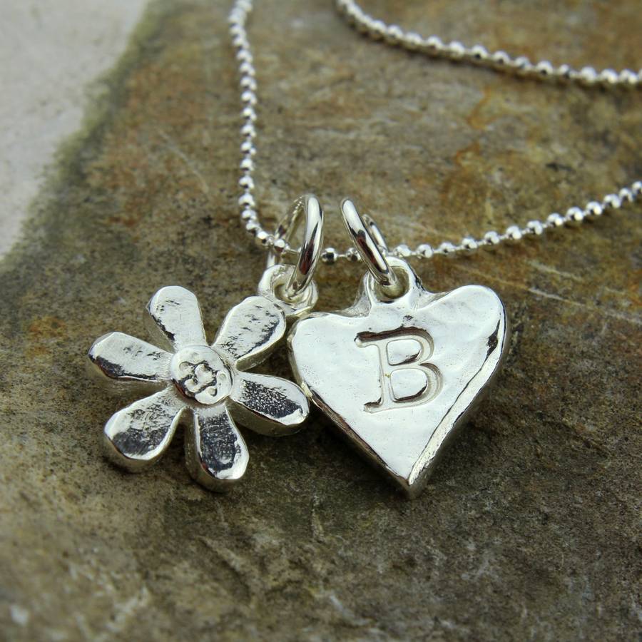 Personalised Solid Silver Daisy Charm Necklace By Nest