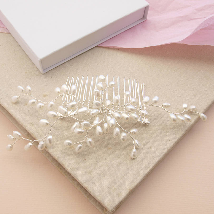Bud Pearl Bridal Hair Comb By Jewellery Made Me Bud Pearl Bridal Hair Comb
