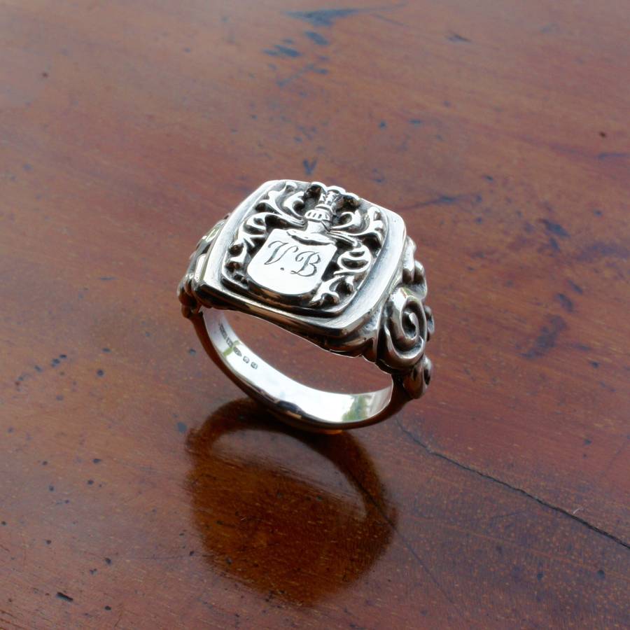 personalised coat of arms signet ring by van buskirk jewellery ...