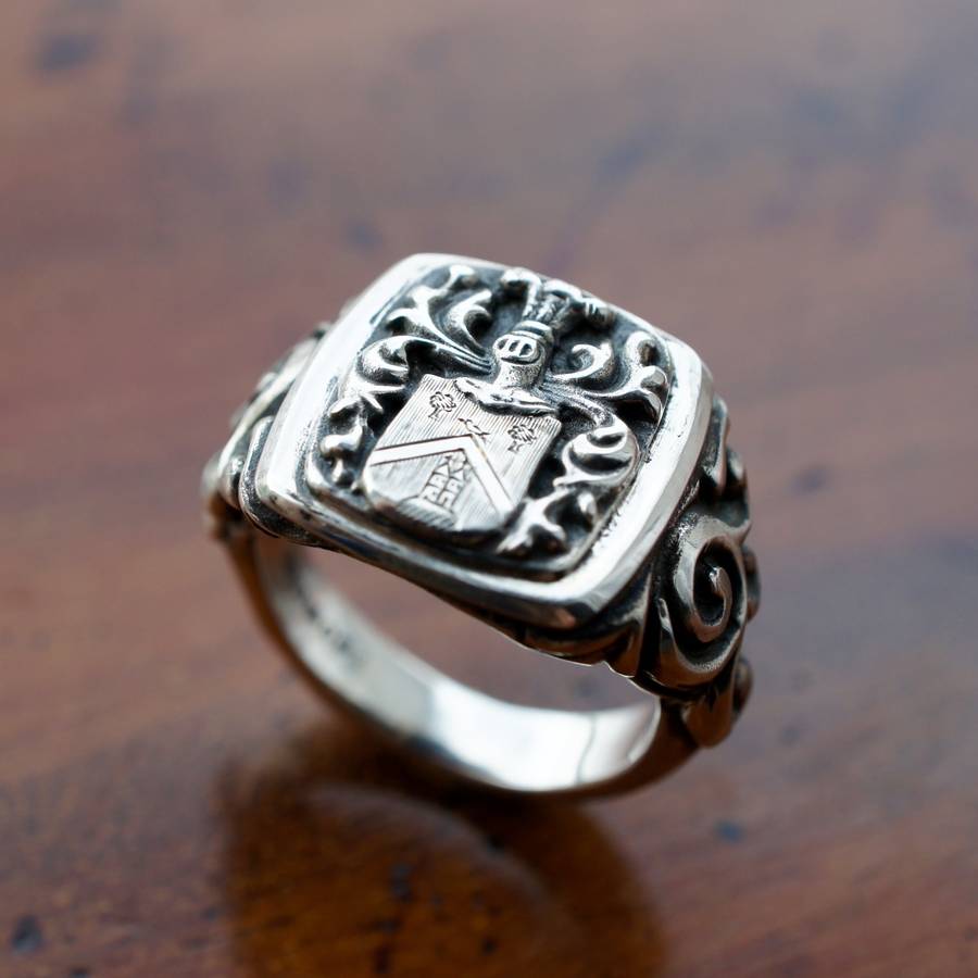 personalised coat of arms signet ring by van buskirk jewellery ...