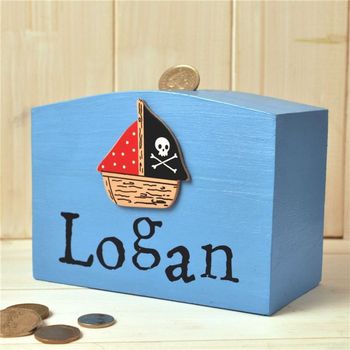 Personalised Money Box Pirate Ship, 2 of 2