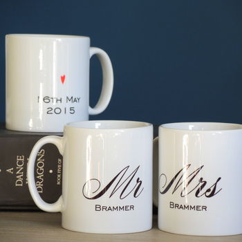 Personalised Mr And Mrs Wedding Mugs, 3 of 6