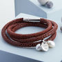 Personalised Leather And Pearl Triple Wrap Bracelet, thumbnail 3 of 8