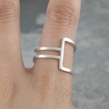 Geometric Silver Square Wire Ring, 4 of 5