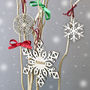 Set Of Three Personalised Wooden Snowflake Decorations, thumbnail 1 of 3