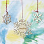 White Christmas Personalised Snowflake Decorations Set, thumbnail 1 of 2