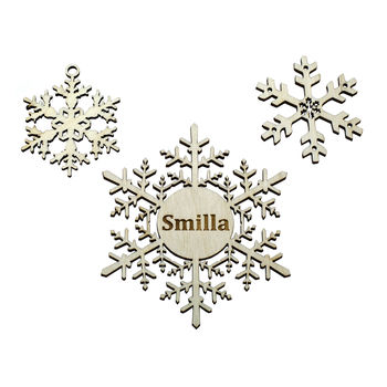 White Christmas Personalised Snowflake Decorations Set, 2 of 2