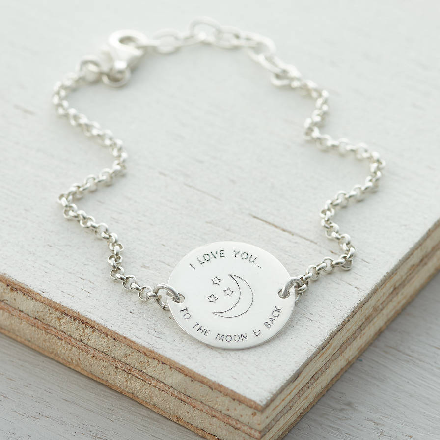 love you to the moon and back silver bracelet by hurleyburley