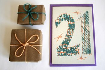 'Magic Numbers' 21st Birthday Hand Printed Card, 2 of 7