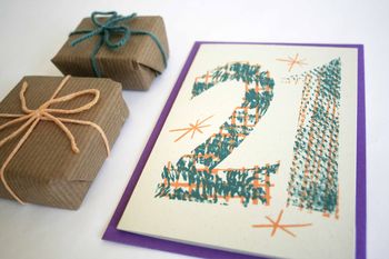 'Magic Numbers' 21st Birthday Hand Printed Card, 6 of 7