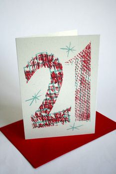 'Magic Numbers' 21st Birthday Hand Printed Card, 3 of 7