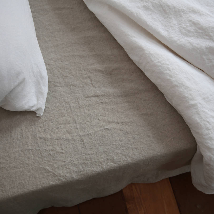 Off White Washed Bed Linen Flat Sheet - Linen sheets - LinenMe