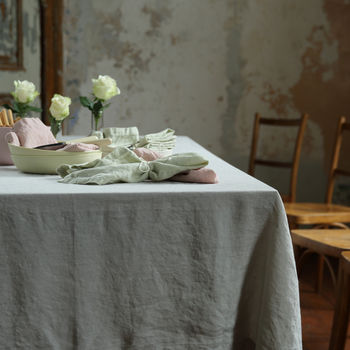 Stone Washed Silver Linen Tablecloth, 3 of 4