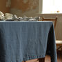 Stone Washed Blue Linen Tablecloth, thumbnail 1 of 5