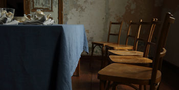 Stone Washed Blue Linen Tablecloth, 3 of 5