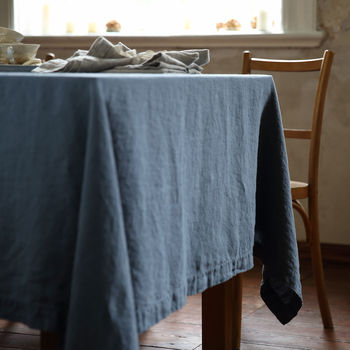 Stone Washed Blue Linen Tablecloth, 4 of 5