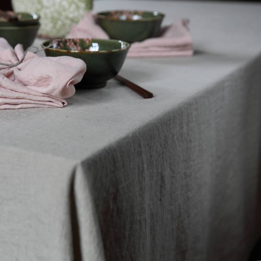 Stone Washed Oatmeal Linen Tablecloth By LinenMe