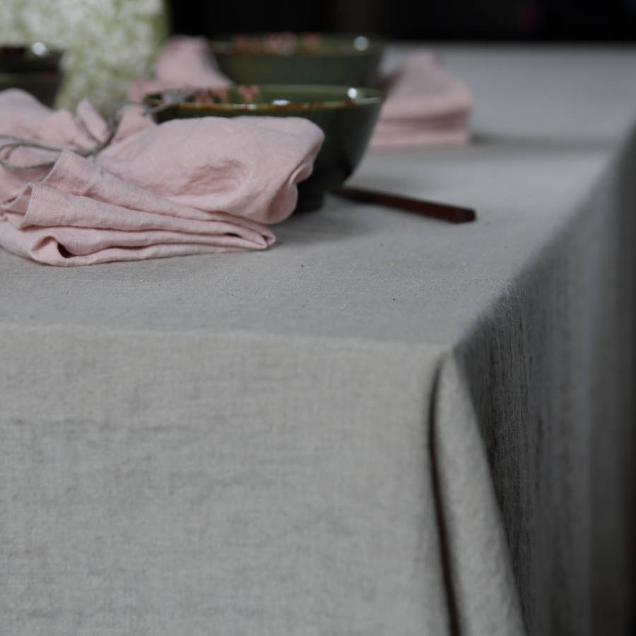 Stone Washed Oatmeal Linen Tablecloth By LinenMe