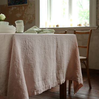 Stone Washed Rosa Linen Tablecloth, 2 of 5