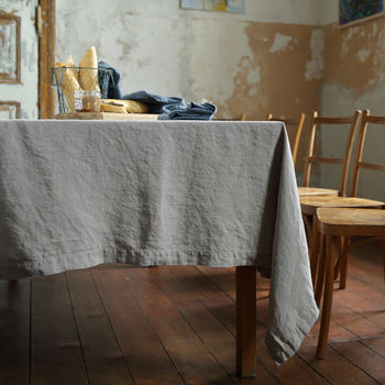 Stone Washed Taupe Linen Tablecloth, 2 of 7
