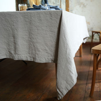 Stone Washed Taupe Linen Tablecloth, 3 of 7