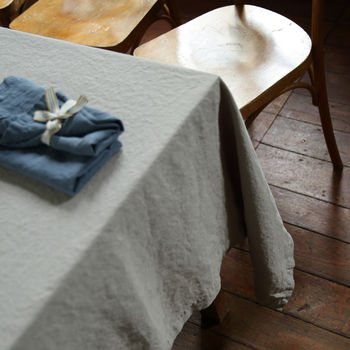 Stone Washed Taupe Linen Tablecloth, 5 of 7