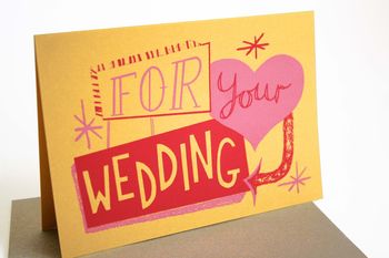 'For Your Wedding' Hand Printed Card, 2 of 4