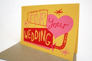 'For Your Wedding' Hand Printed Card, 3 of 4