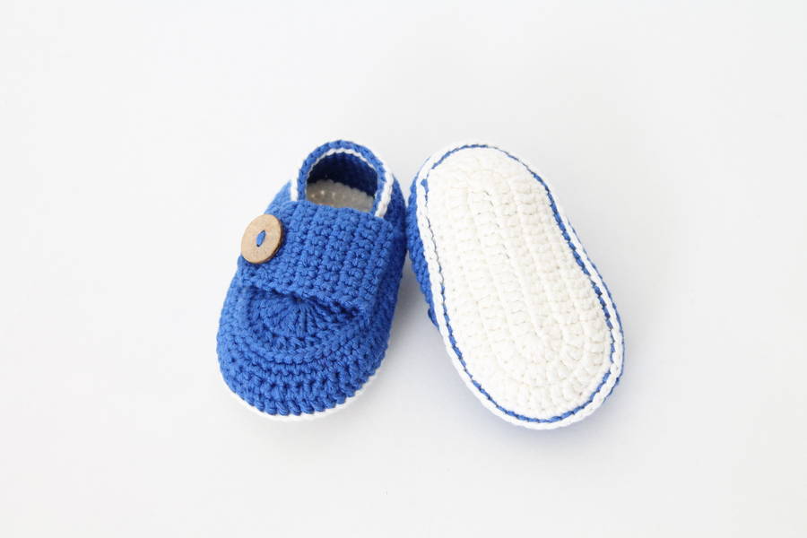 hand crochet baby boy shoes by attic  notonthehighstreet.com