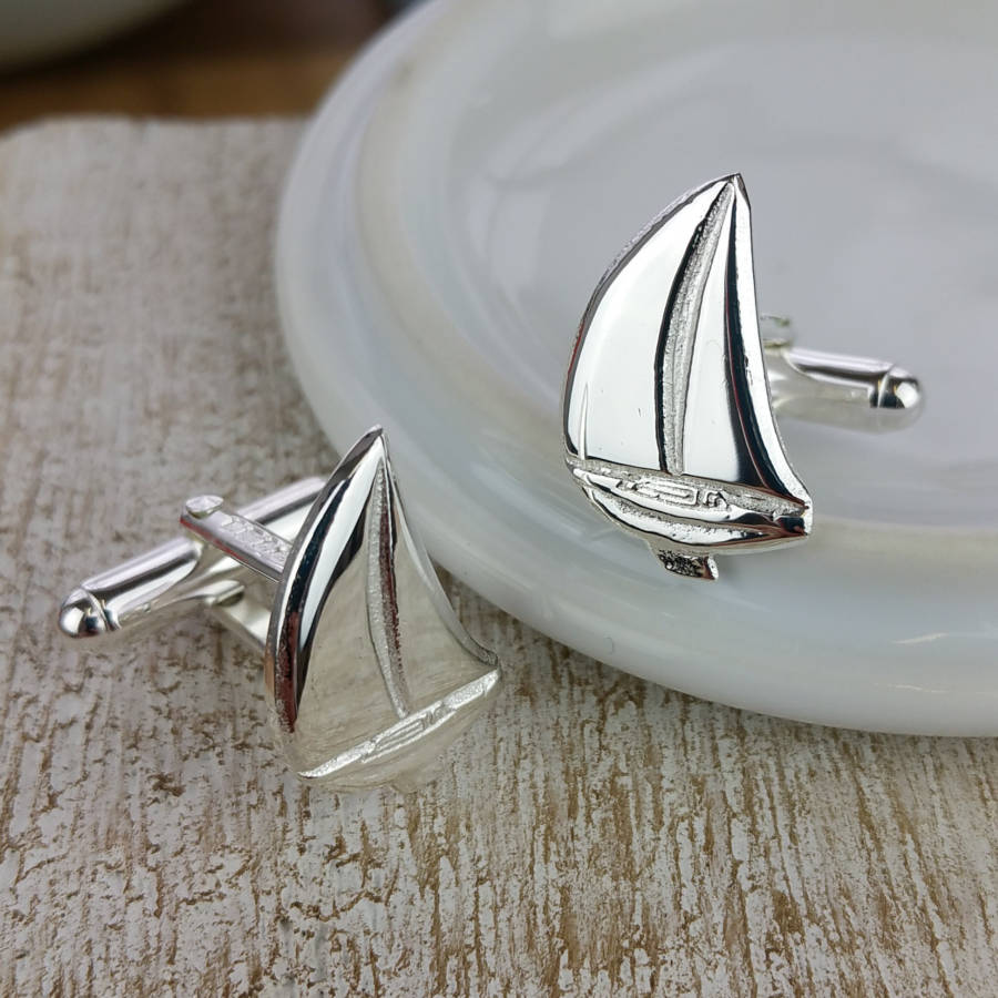 Sterling Silver Sailing Boat Cufflinks, 1 of 7