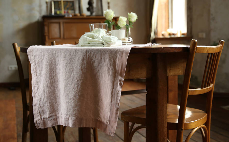 Stone Washed Rosa Linen Table Runner, 1 of 3