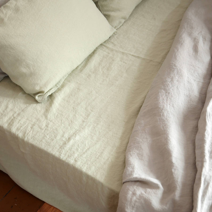 Stone Washed Pure Linen Fitted Sheet, 1 of 10