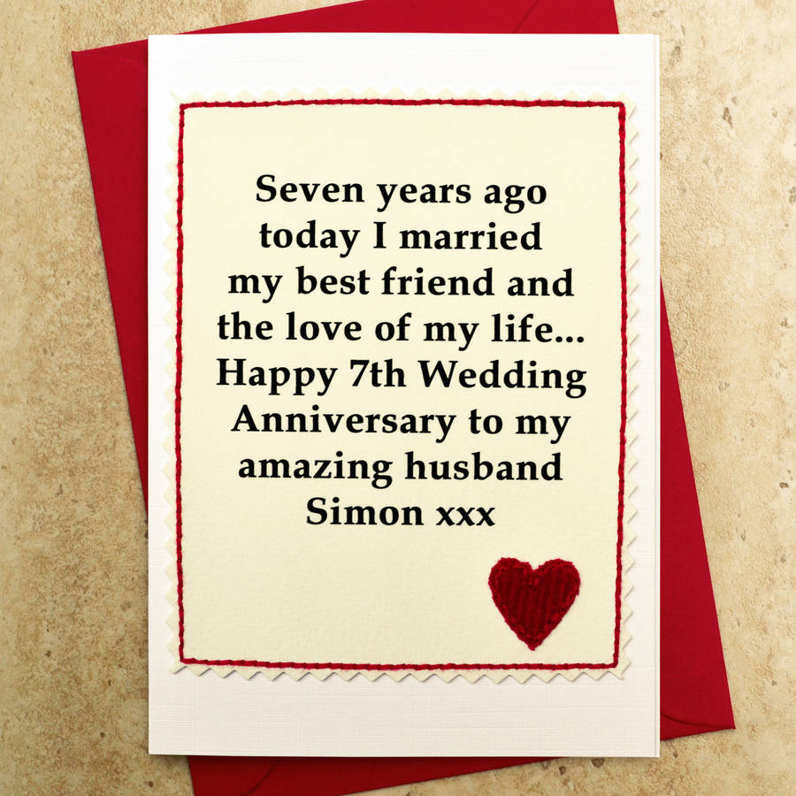 personalised 7th wedding anniversary card by jenny arnott cards & gifts