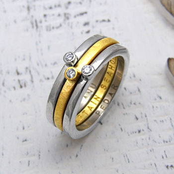 Personalised Yellow And White Gold Stacking Ring, 2 of 4