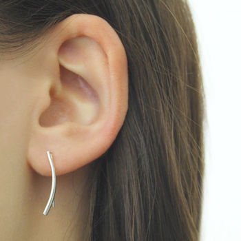 Curved Spike Sterling Silver Ear Cuff Earrings, 2 of 5
