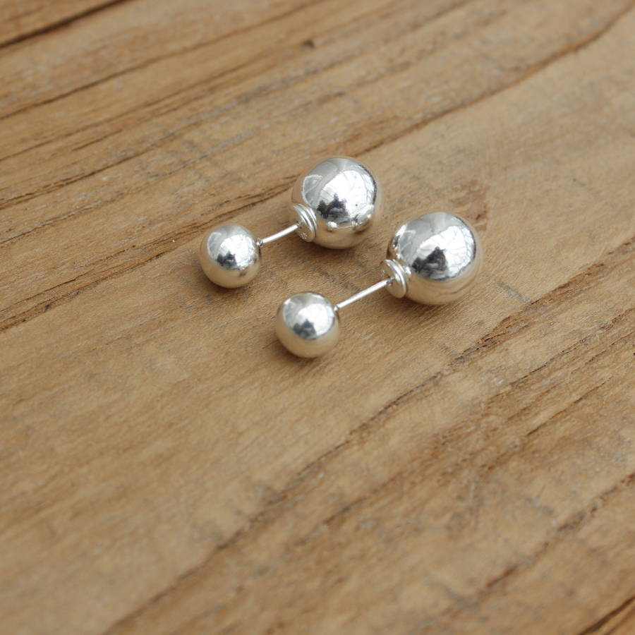 double ball sterling silver earrings by molly & pearl ...