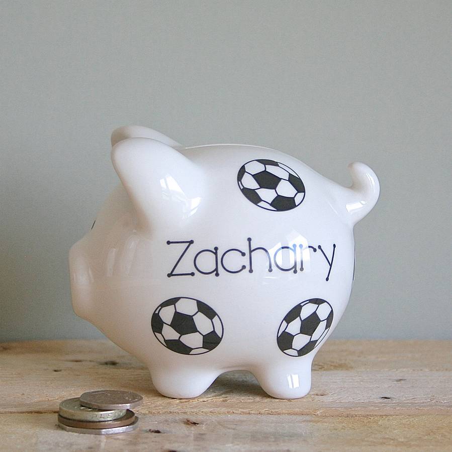 Personalised Piggy Bank Football Design, 1 of 2