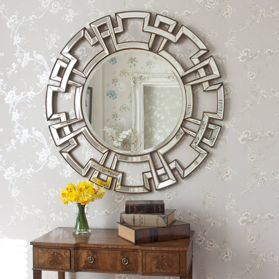 atticus champagne round decorative mirror by decorative ...
