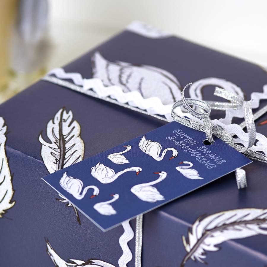 swan wrapping paper gift set by laura crow