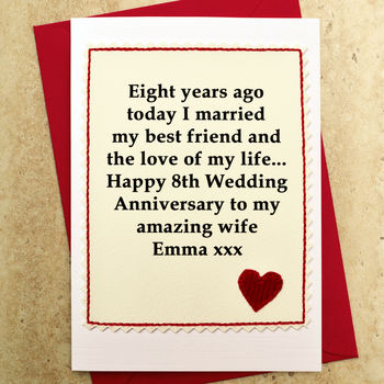 Personalised 8th Wedding Anniversary Card, 2 of 4