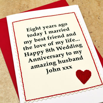Personalised 8th Wedding Anniversary Card, 4 of 4